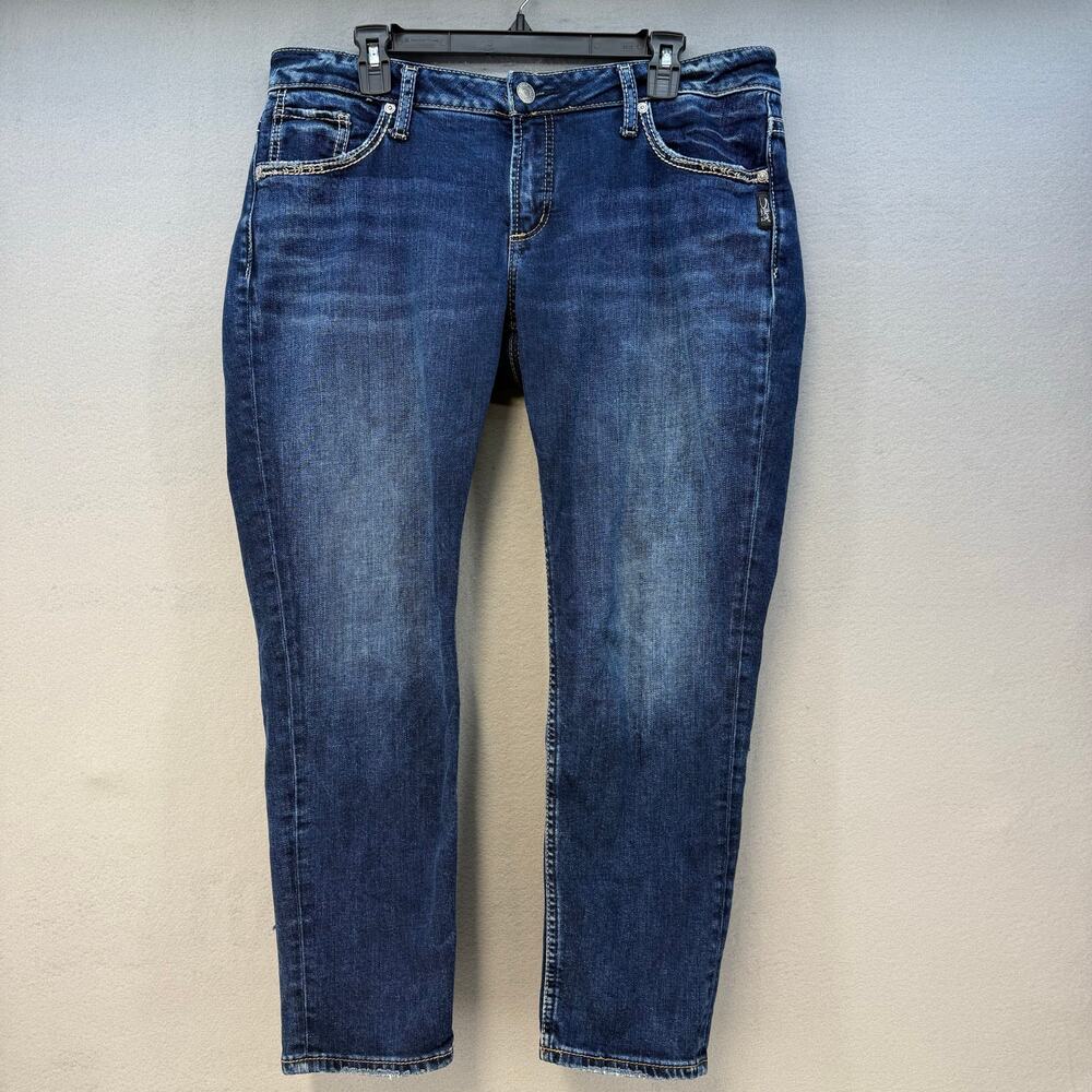 Silver Jeans Women's 31x25 (12) Dark Blue Boyfriend Fit Skinny Stretch Curvy
